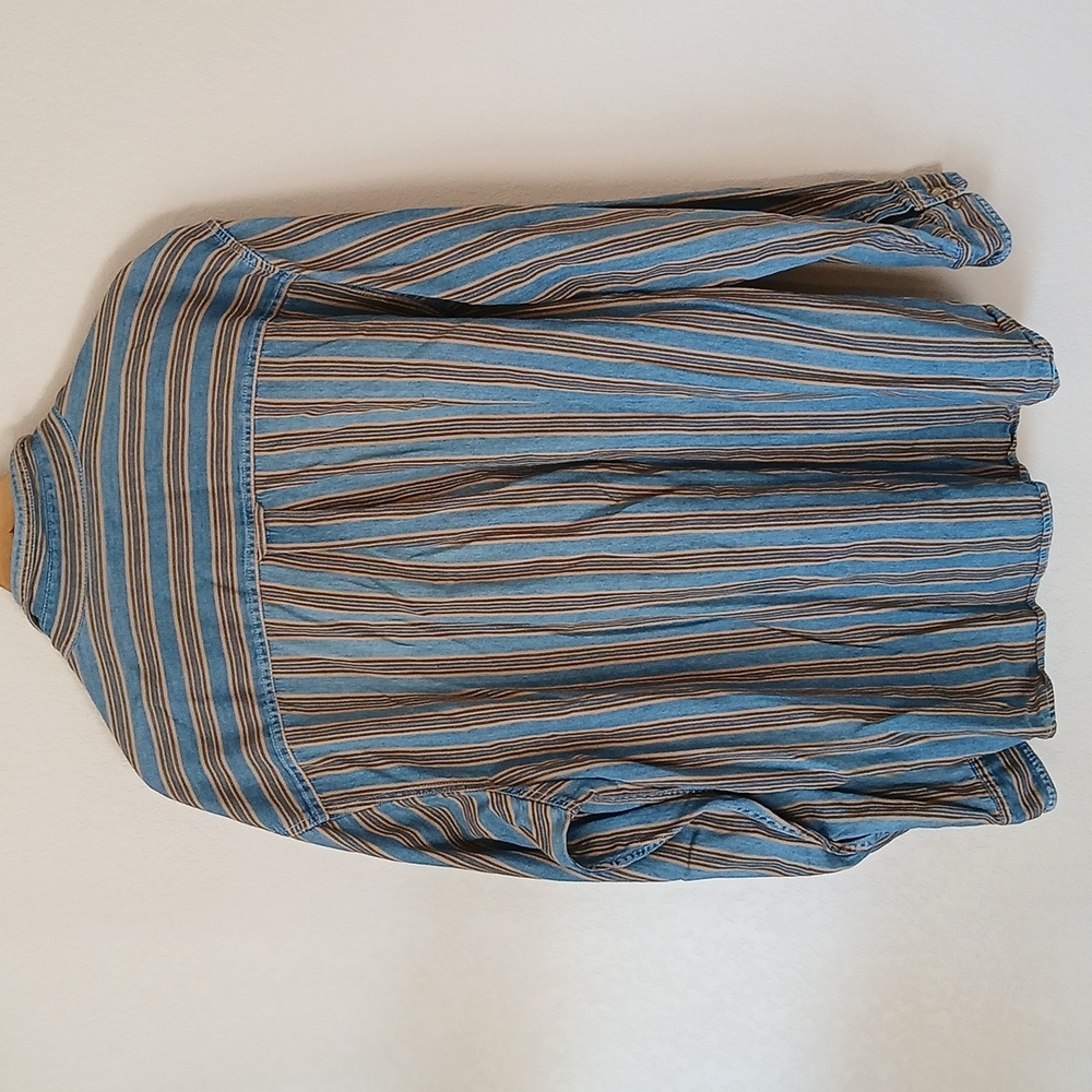 Vintage Basic Editions Denim Striped Button Down … - image 4